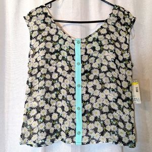 BONGO NWT Sheer Daisy Tank Bow Blouse Sz M